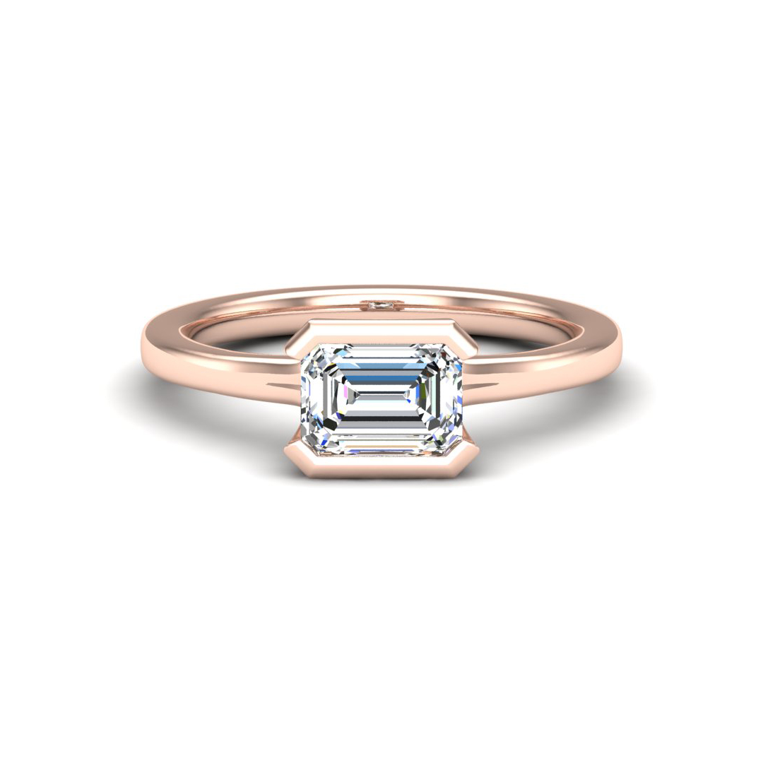 Erin Half Bezel East West Solitaire Engagement Ring